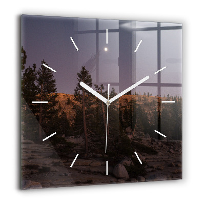 Pendule carrée en verre 60x60 cm Route caillouteuse de Yosemite