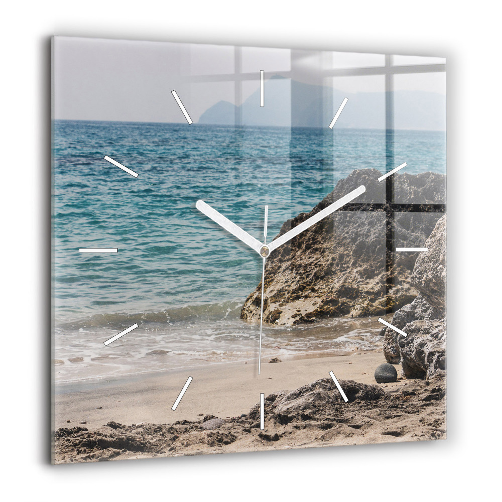 Horloge murale carrée 60x60 cm Vue de la mer Méditerranée