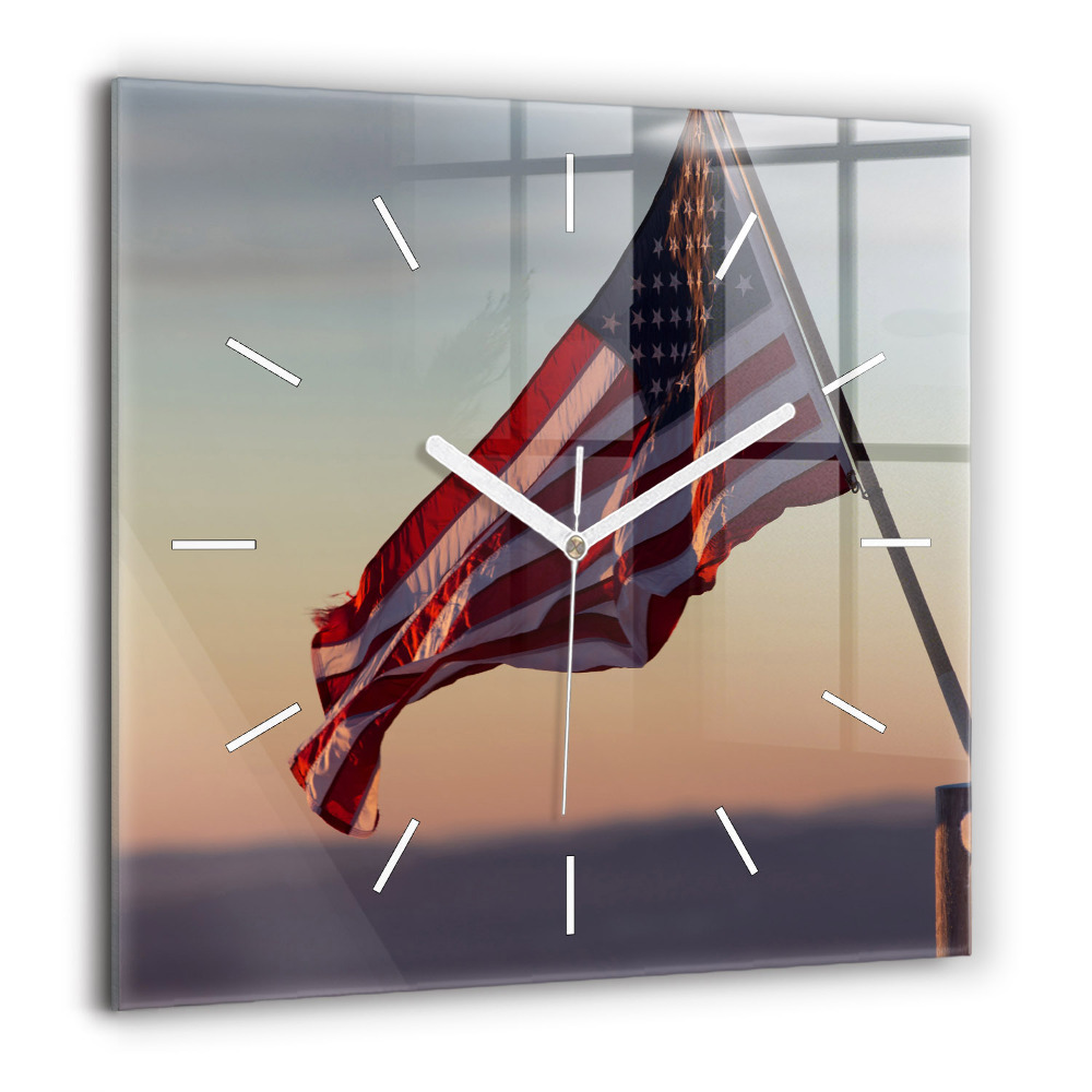 Horloge murale carrée 60x60 cm Le drapeau américain flottant