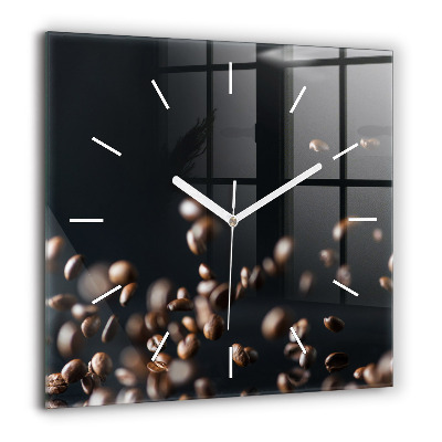 Horloge carrée en verre 60x60 cm Grains de café
