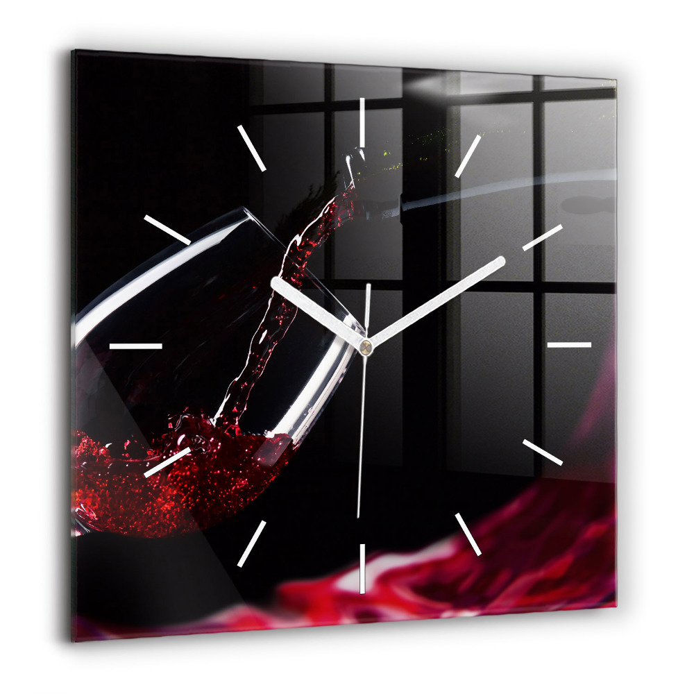 Horloge carrée en verre 60x60 cm Vin rouge