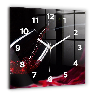 Horloge carrée en verre 60x60 cm Vin rouge