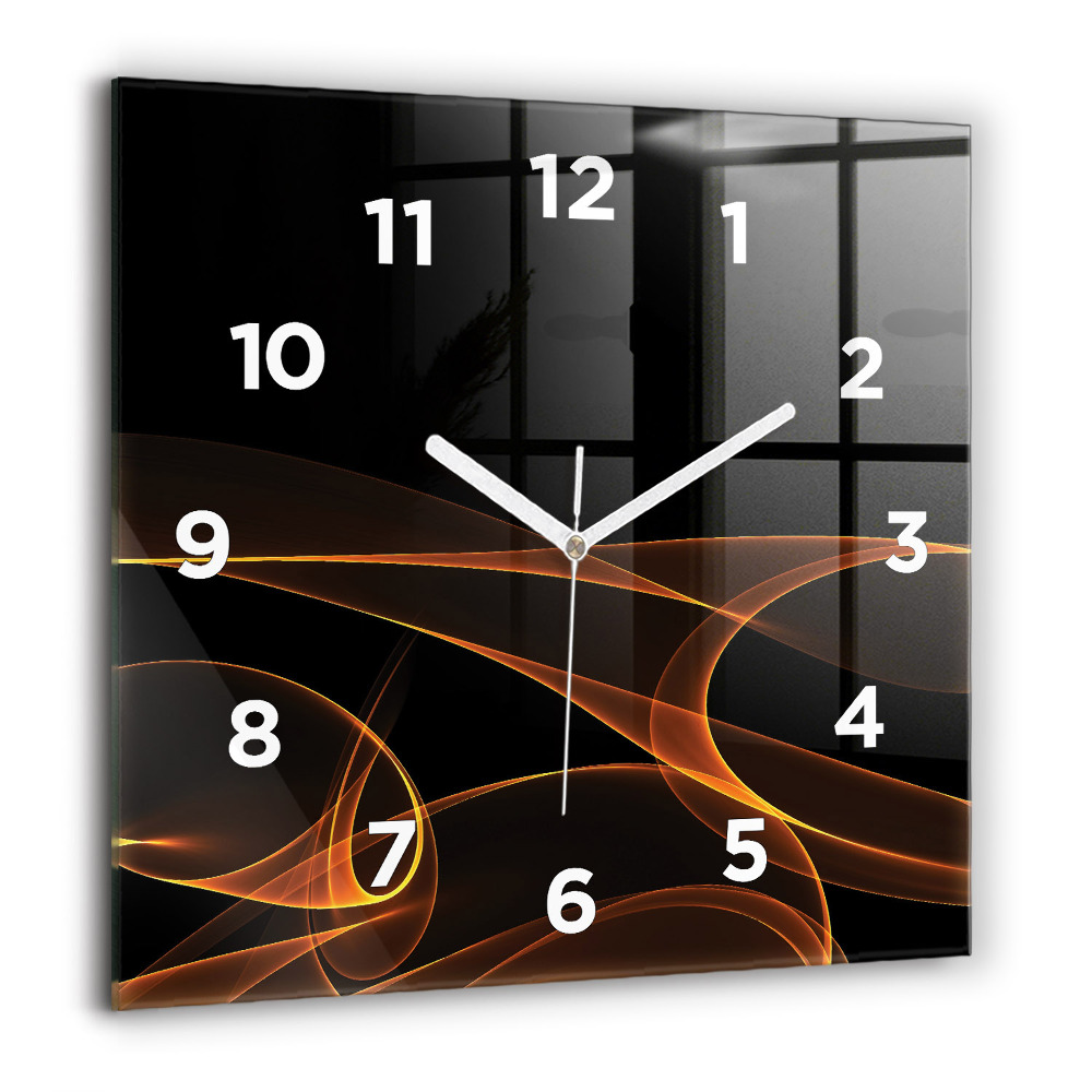Horloge carrée en verre 60x60 cm Lignes orange