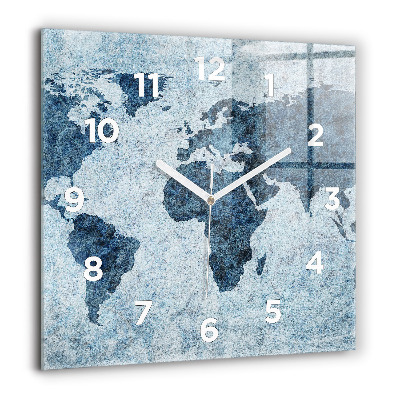 Horloge murale carrée 60x60 cm Carte du monde peinte