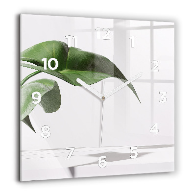 Horloge carrée en verre 60x60 cm Feuilles abstraites