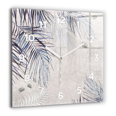Pendule carrée en verre 60x60 cm Feuille de palmier
