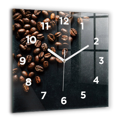 Horloge murale carrée 60x60 cm Grains de café