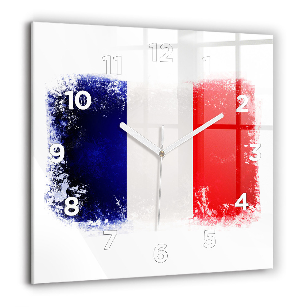 Horloge murale carrée 60x60 cm Drapeau de la France