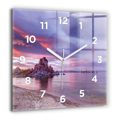 Horloge carrée en verre 60x60 cm Lever de soleil en Californie