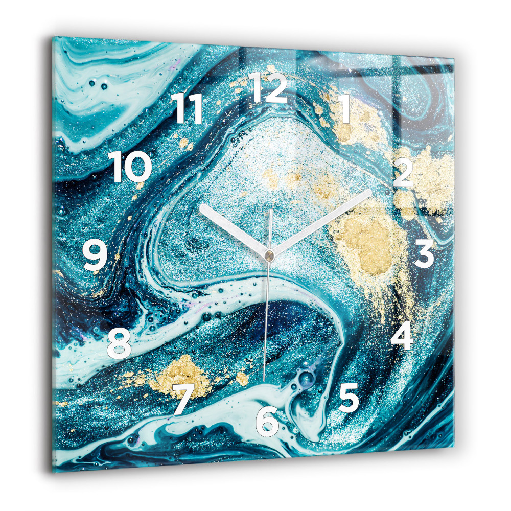 Horloge carrée en verre 60x60 cm Marbre abstrait