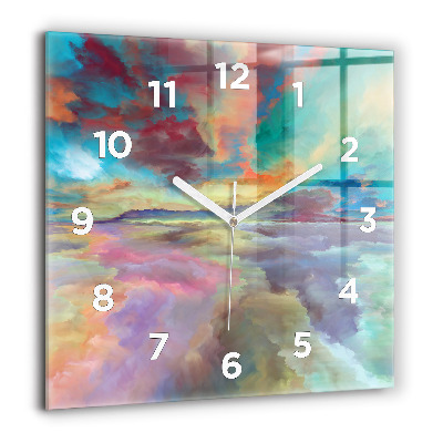 Horloge carrée en verre 60x60 cm Paysage abstrait