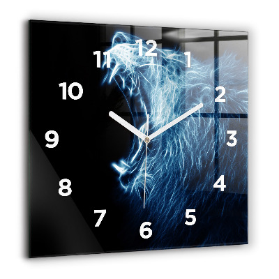 Horloge carrée en verre 60x60 cm Lion sauvage