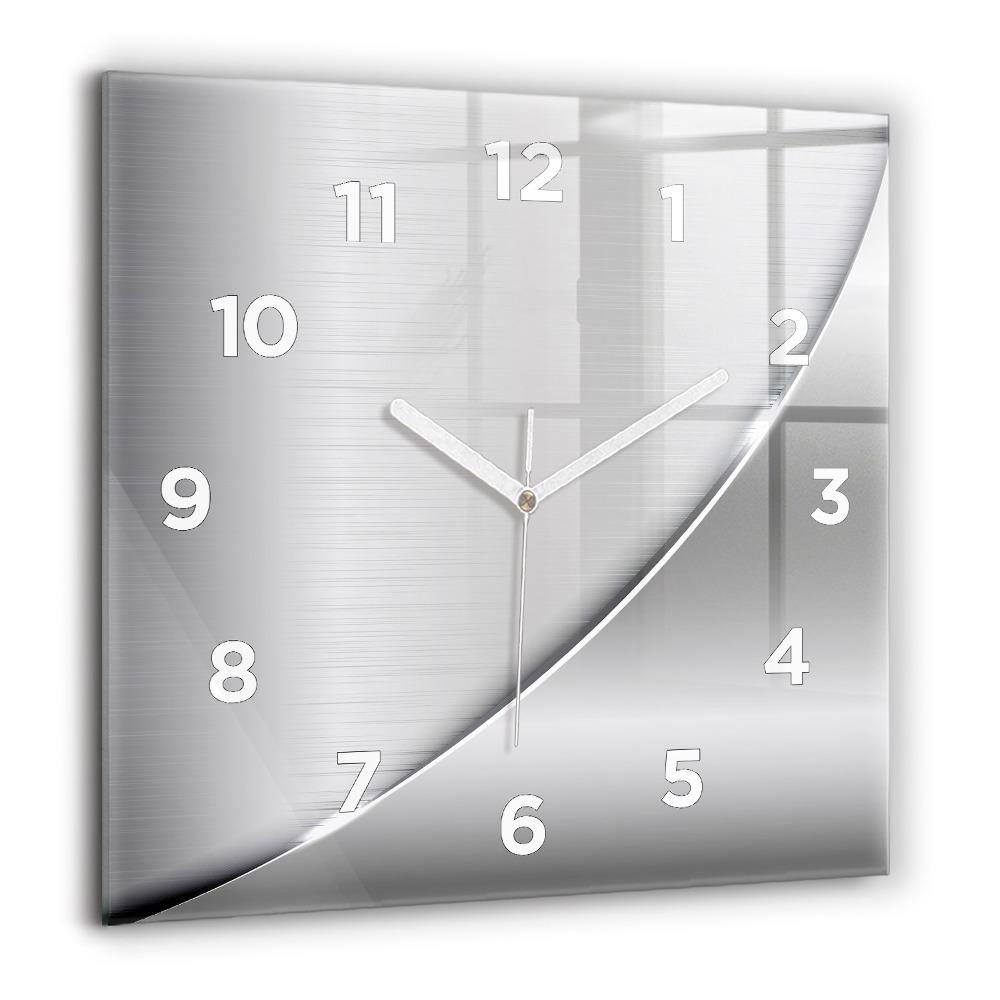 Horloge carrée en verre 60x60 cm Motif argenté