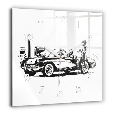 Horloge murale carrée 60x60 cm Illustration rétro