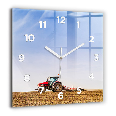 Horloge murale carrée 60x60 cm Agriculteur dans un tracteur