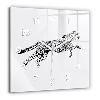 Pendule carrée en verre 60x60 cm Silhouette de panthère
