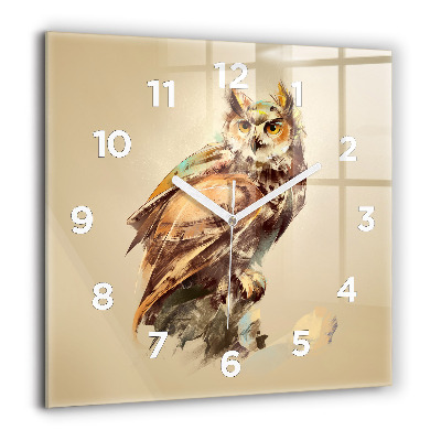 Horloge murale carrée 60x60 cm Hibou - un signe de sagesse