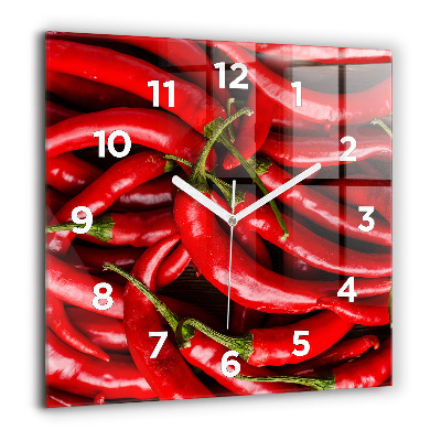 Horloge murale carrée 60x60 cm Piments forts