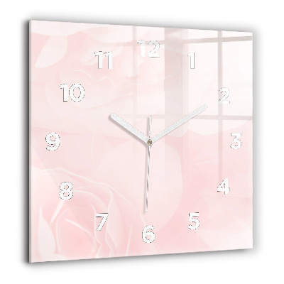 Pendule carrée en verre 60x60 cm Roses en fleurs