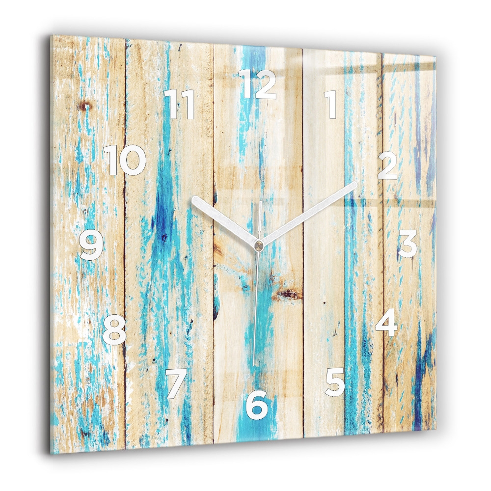 Horloge carrée en verre 60x60 cm Bois rayé