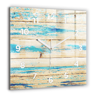 Horloge murale carrée 60x60 cm Bois rayé