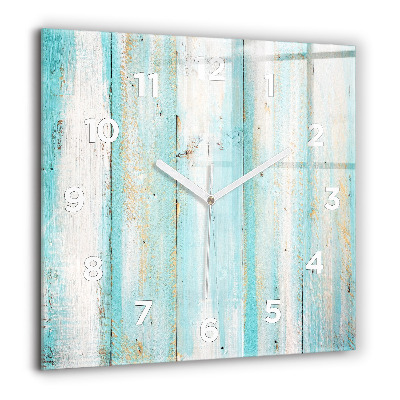 Horloge murale carrée 60x60 cm Planches bleues
