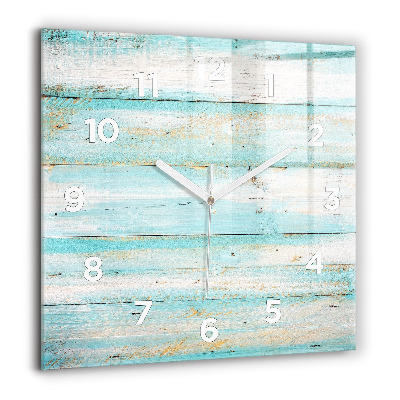 Pendule carrée en verre 60x60 cm Planches bleues