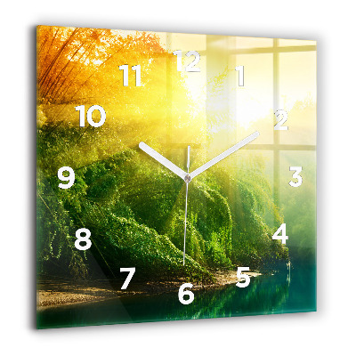 Horloge carrée en verre 60x60 cm Nature paisible