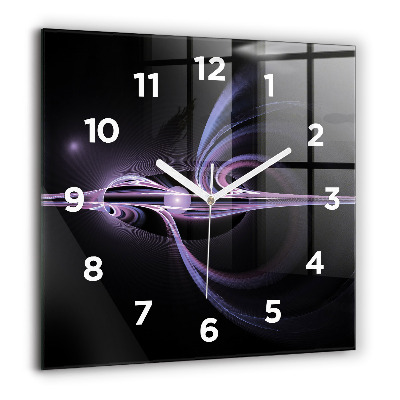 Horloge carrée en verre 60x60 cm Abstraction violette