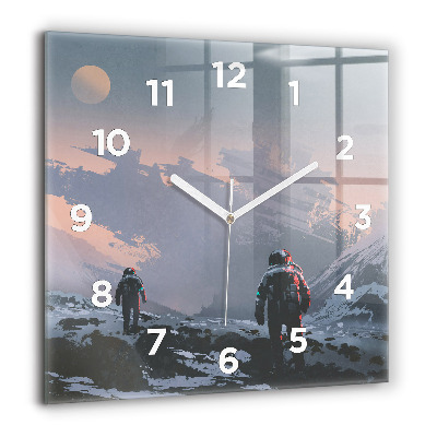 Horloge carrée en verre 60x60 cm Astronautes Voie lactée