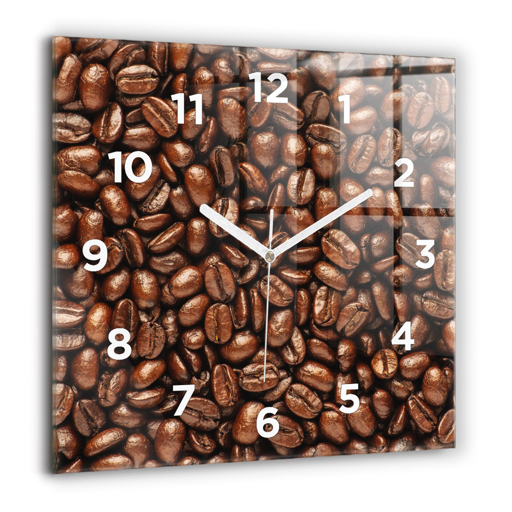 Horloge carrée en verre 60x60 cm Grains de café