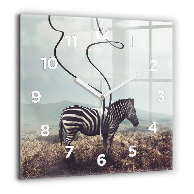 Horloge carrée en verre 60x60 cm Zèbre - Abstraction