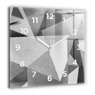 Horloge carrée en verre 60x60 cm Abstraction géométrique grise