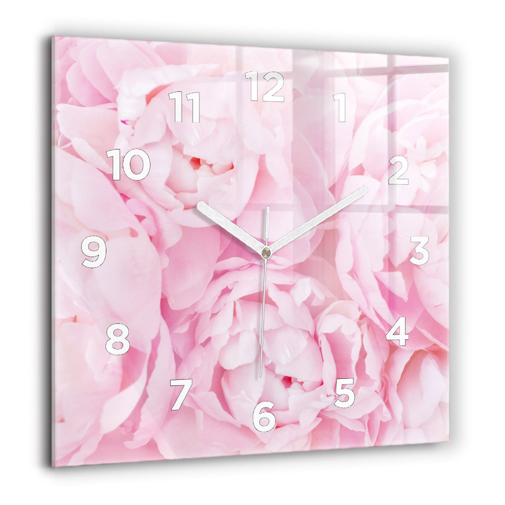 Horloge carrée en verre 60x60 cm Fleurs en fleurs