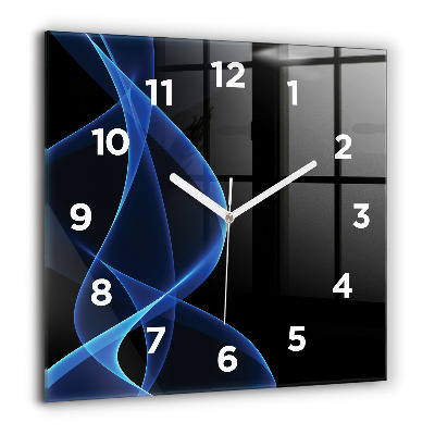 Horloge murale carrée 60x60 cm Lignes bleues