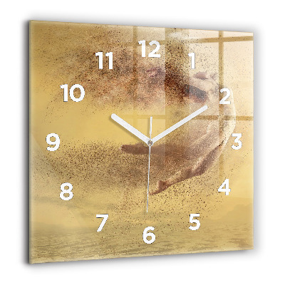 Horloge carrée en verre 60x60 cm Femme en silhouette