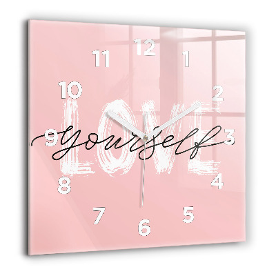 Pendule carrée en verre 60x60 cm Inscription 