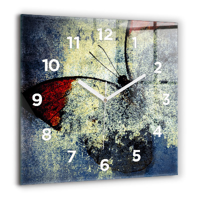 Horloge murale carrée 60x60 cm Papillon style vintage