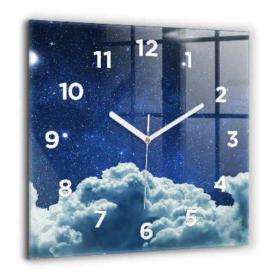 Horloge carrée en verre 60x60 cm Ciel nocturne