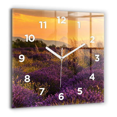 Horloge murale carrée 60x60 cm Prairie de lavande France