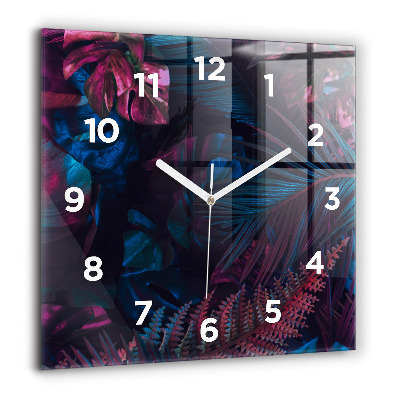 Horloge carrée en verre 60x60 cm Fleurs exotiques