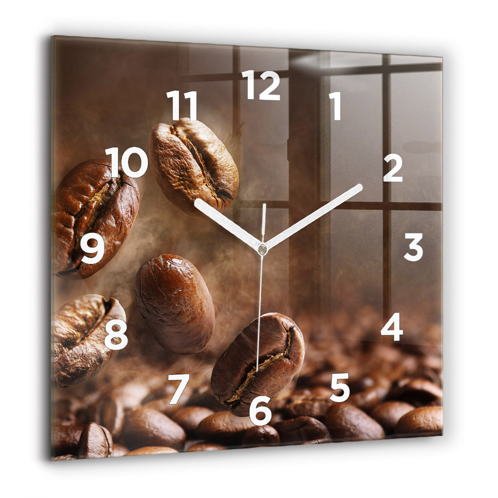 Horloge carrée en verre 60x60 cm Grains de café