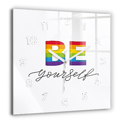 Horloge murale carrée 60x60 cm Inscription 