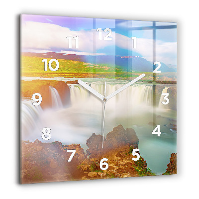 Horloge murale carrée 60x60 cm Godafoss en Islande