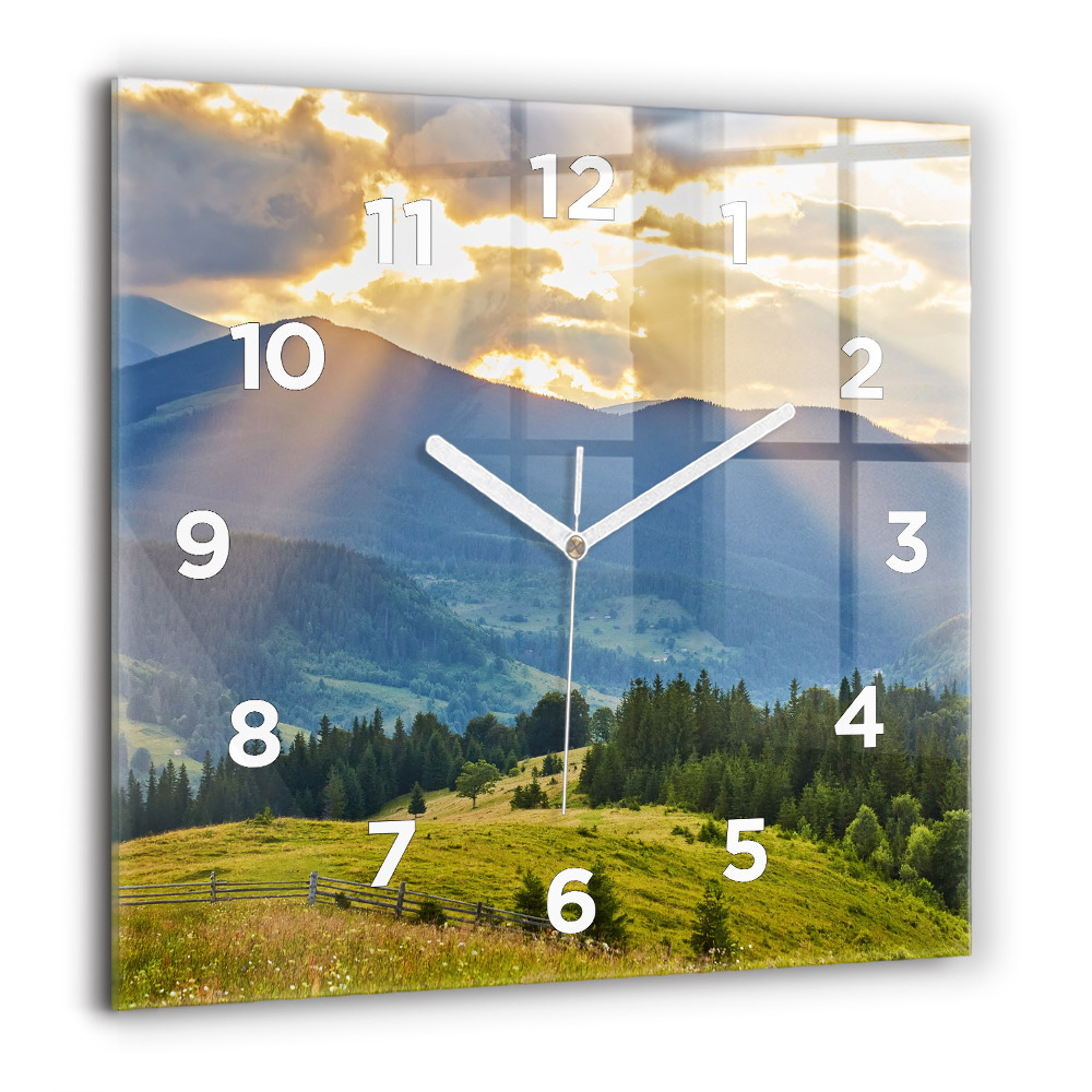 Horloge murale carrée 60x60 cm Paysage avec forêts