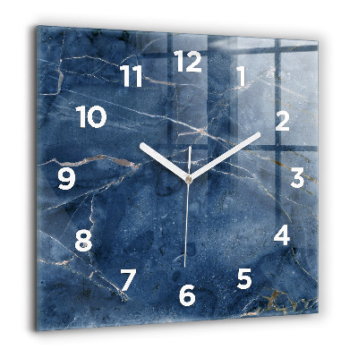 Horloge murale carrée 60x60 cm Texture de marbre bleu