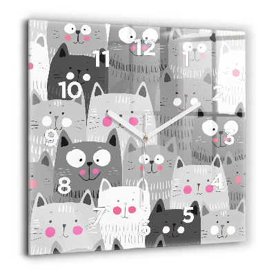 Horloge murale carrée 60x60 cm Motif avec des chats
