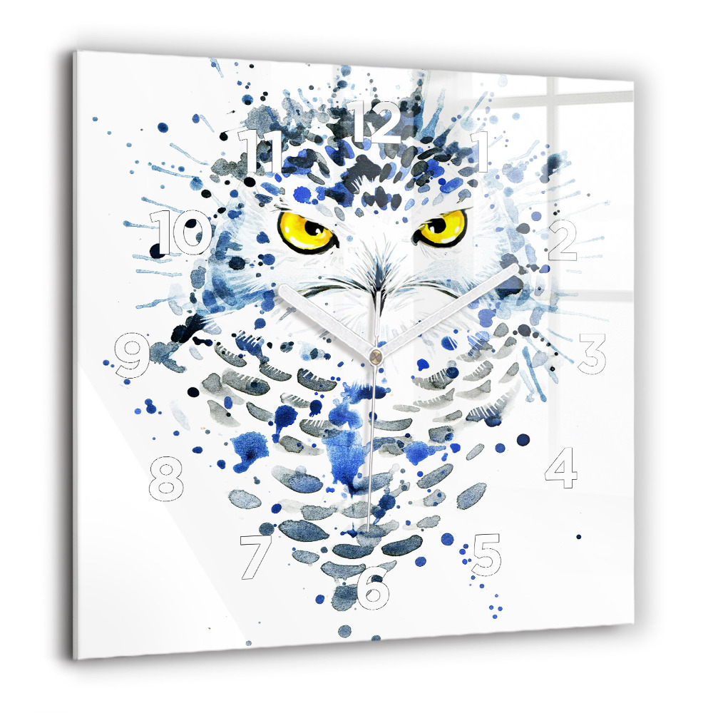 Horloge carrée en verre 60x60 cm Regard de hibou