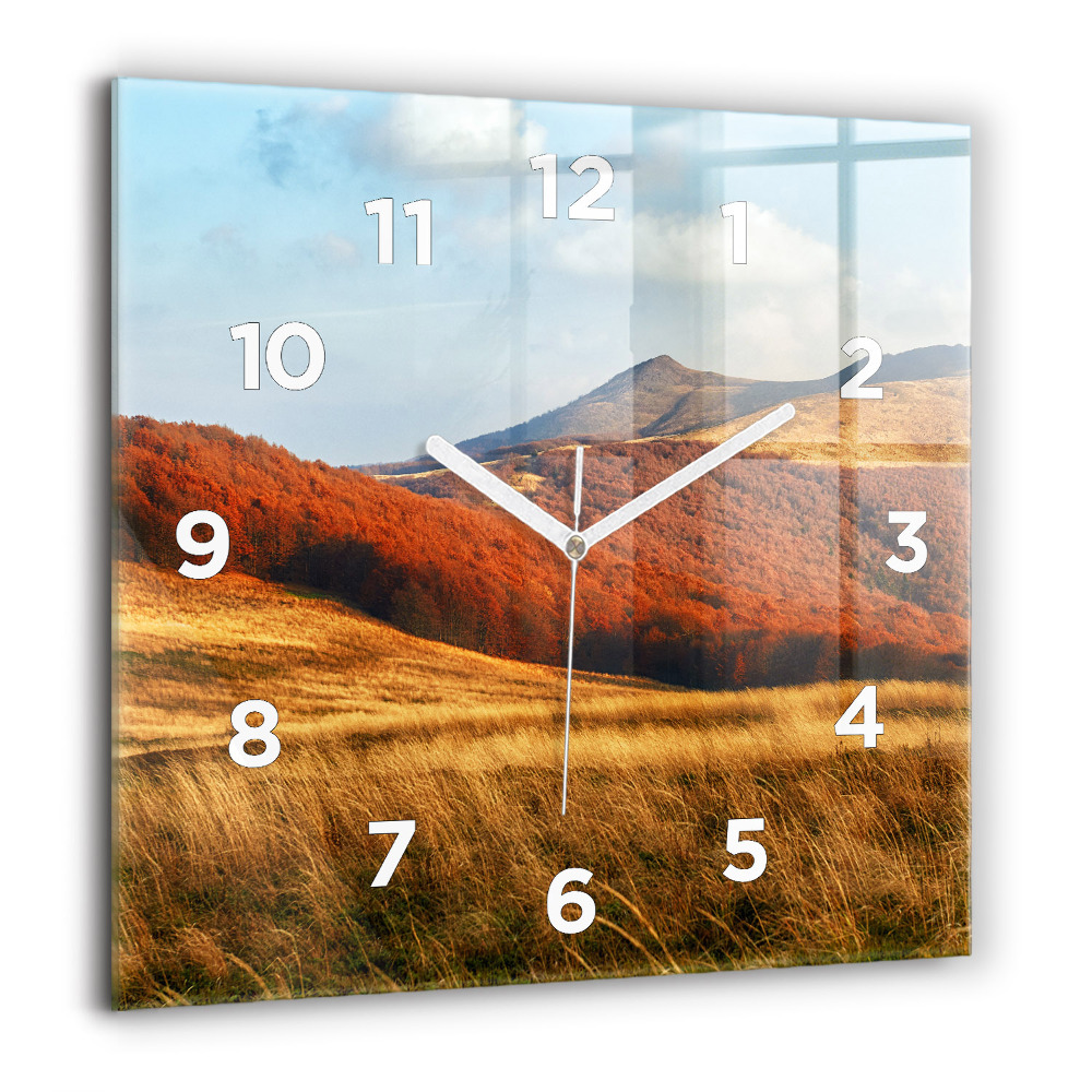 Horloge murale carrée 60x60 cm Paysage de montagne