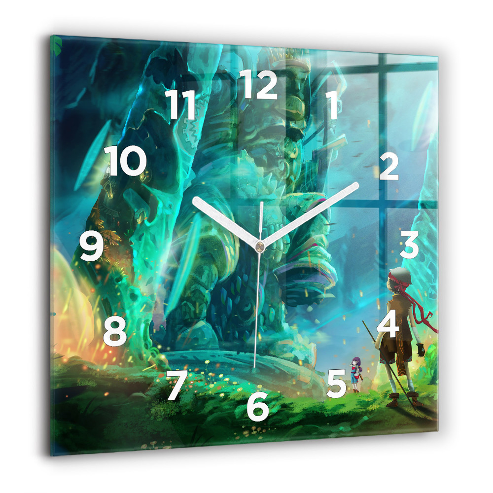 Horloge carrée en verre 60x60 cm Enfants dans une forêt